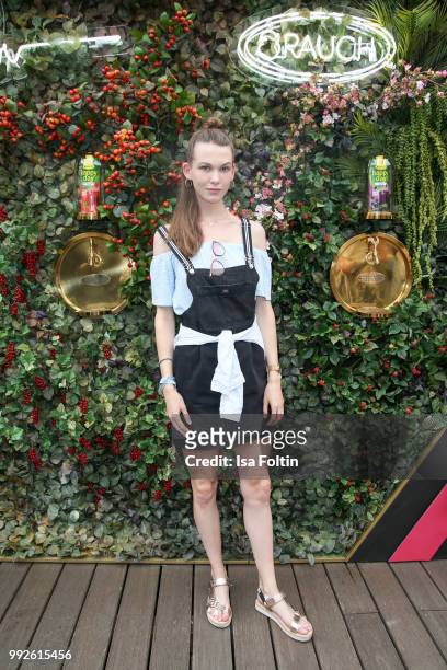 Model Stephanie Groll attends The Fashion Hub during the Berlin Fashion Week Spring/Summer 2019 at Ellington Hotel on July 5, 2018 in Berlin, Germany.