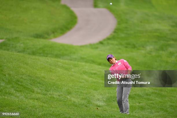 Misuzu Narita of Japan hits her second shot on the 15th hole during the first round of the Nipponham Ladies Classic at the Ambix Hakodate Club on...