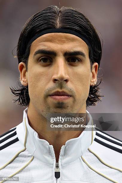 Sami Khedira of Germany looks on before the international friendly match between Germany and Malta at Tivoli stadium on May 13, 2010 in Aachen,...