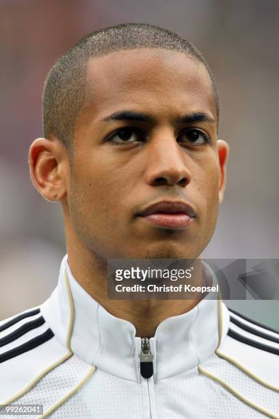Dennis Aogo of Germany looks on before the international friendly match between Germany and Malta at Tivoli stadium on May 13, 2010 in Aachen,...