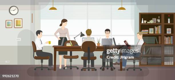 meeting time - note pad on table stock illustrations