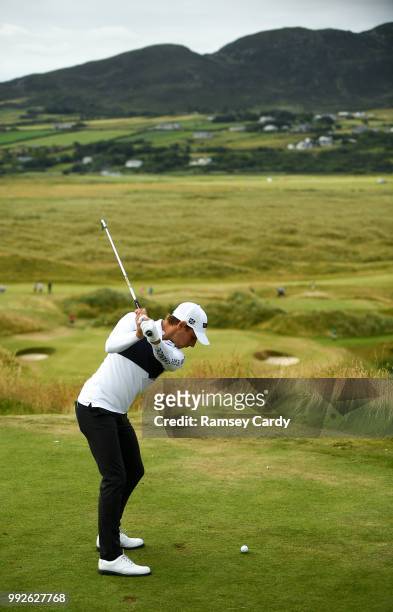 Donegal , Ireland - 6 July 2018; Joakim Lagergren of Sweden tees off the 7th hole during Day Two of the Dubai Duty Free Irish Open Golf Championship...