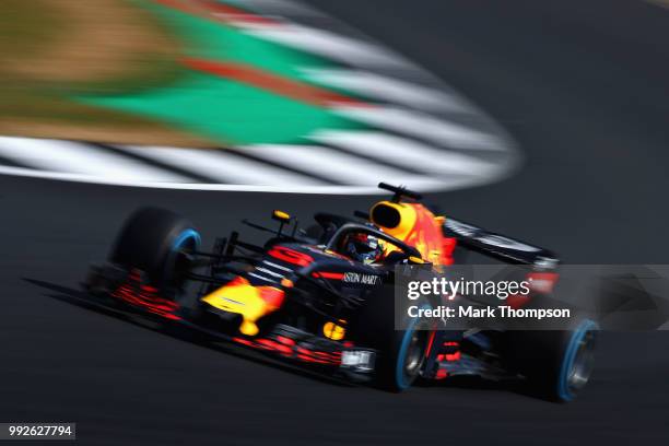 Daniel Ricciardo of Australia driving the Aston Martin Red Bull Racing RB14 TAG Heuer on track during practice for the Formula One Grand Prix of...