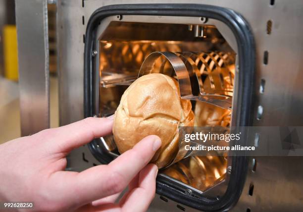 Food expert Malte Gerken with bread rolls in a bakery in Bremerhaven, Germany, 27 September 2017. Gerken is attempting to develop a special dough...