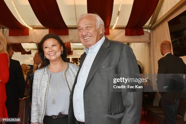 Paris 8th district mayor Jeanne D'Hauteserre and Marcel Campion attends "La Femme Dans Le Siecle" Dinner on July 5, 2018 in Paris, France.