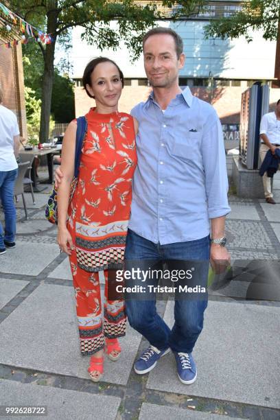 Sharon Brauner and Matthias Freiherr Teuffel von Birkensee during the premiere of 'Das letzte Mahl' at Kino in der Kulturbrauerei on July 5, 2018 in...
