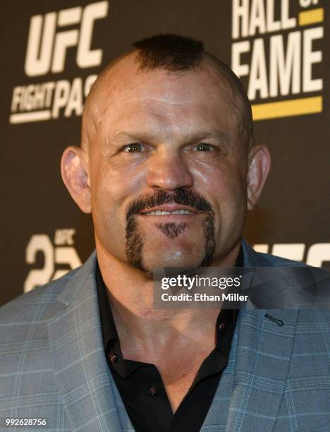 Hall of Fame member Chuck Liddell arrives at the UFC Hall of Fame's class of 2018 induction ceremony at Palms Casino Resort on July 5, 2018 in Las...