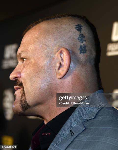 Hall of Fame member Chuck Liddell arrives at the UFC Hall of Fame's class of 2018 induction ceremony at Palms Casino Resort on July 5, 2018 in Las...