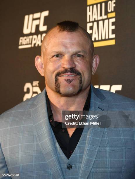 Hall of Fame member Chuck Liddell arrives at the UFC Hall of Fame's class of 2018 induction ceremony at Palms Casino Resort on July 5, 2018 in Las...