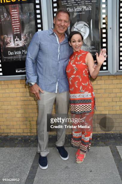 Ralf Moeller and Sharon Brauner during the premiere of 'Das letzte Mahl' at Kino in der Kulturbrauerei on July 5, 2018 in Berlin, Germany.