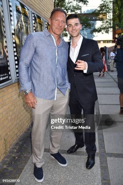 Ralf Moeller and Patrick Moelleken during the premiere of 'Das letzte Mahl' at Kino in der Kulturbrauerei on July 5, 2018 in Berlin, Germany.