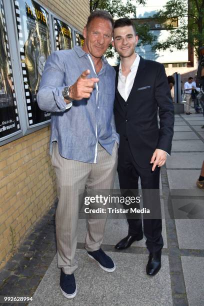 Ralf Moeller and Patrick Moelleken during the premiere of 'Das letzte Mahl' at Kino in der Kulturbrauerei on July 5, 2018 in Berlin, Germany.