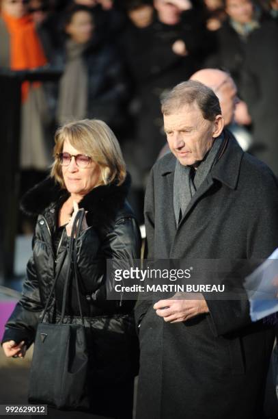 Information director of French daily newspaper Le Figaro Etienne Mougeotte arrives to attend the funeral of French filmmaker and producer Claude...