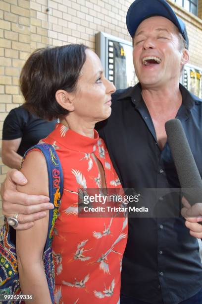 Sharon Brauner and Bruno Eyron during the premiere of 'Das letzte Mahl' at Kino in der Kulturbrauerei on July 5, 2018 in Berlin, Germany.