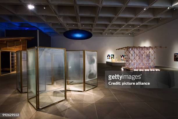 Glass installation on display at the Neues Museum in Nuremberg, Germany, 26 October 2017. The new exhibition "On the art of building a tea house" how...