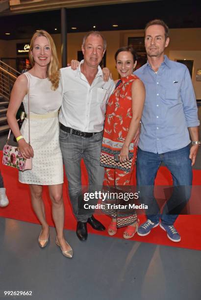 Manuela Tischler, Sammy Brauner, Sharon Brauner and Matthias Freiherr Teuffel von Birkensee during the premiere of 'Das letzte Mahl' at Kino in der...