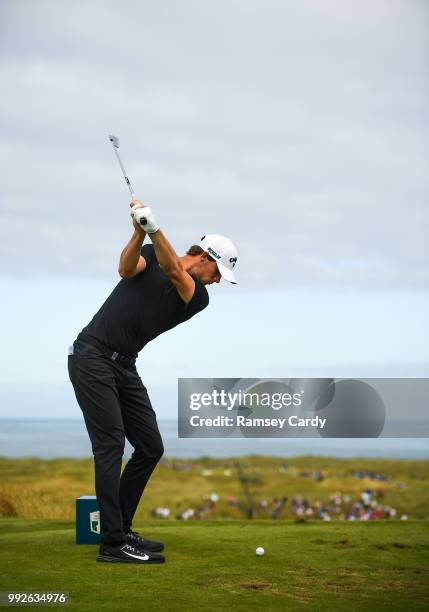 Donegal , Ireland - 6 July 2018; Thomas Pieters of Belgium tees off at the 14th hole during Day Two of the Dubai Duty Free Irish Open Golf...