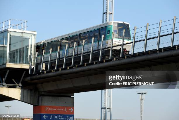 Picture shows "Orlyval", an automatic light metro shuttle at Orly Airport, near Paris, on July 6, 2018.