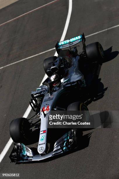 Lewis Hamilton of Great Britain driving the Mercedes AMG Petronas F1 Team Mercedes WO9 on track during practice for the Formula One Grand Prix of...