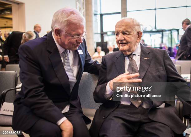 The former Premier of the state of Hesse, Roland Koch and Alfred Grosser , German-French publicist, sociologist and political scientist, speaking...