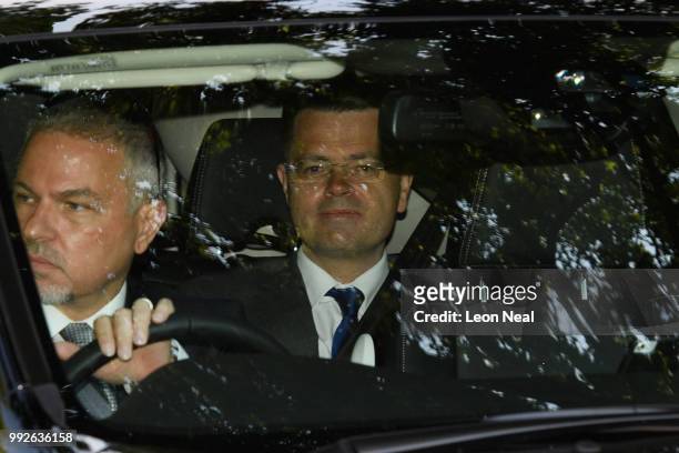 Housing Secretary James Brokenshire arrives at the Prime Minister's country retreat Chequers on July 6, 2018 in Aylesbury, England. Members of the...