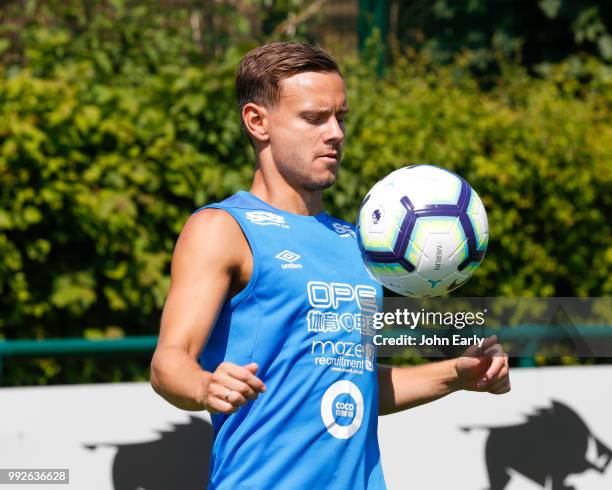 Chris Löwe of Huddersfield Town during pre season training on July 5, 2018 in Huddersfield, England.