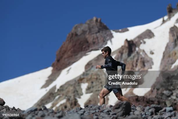 Spanish athlete Pau Capell competes in the vertical kilometer round of 3rd International Erciyes Ultra Sky Trail Mountain Marathon in Kayseri...