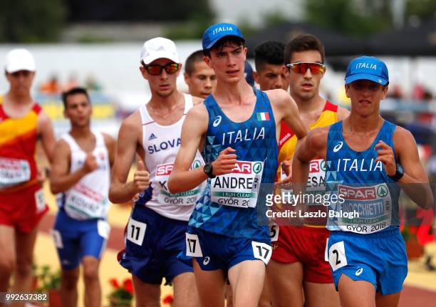 Davide Finocchiet of Italy on his way to win 10000m race walk competetion during European Atletics U18 European Championship on July 6, 2018 in Gyor,...