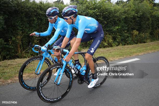 Nairo Quintana of Colombia and Movistar Team / Marc Soler of Spain and Movistar Team / during the 105th Tour de France 2018, Training / TDF / on July...