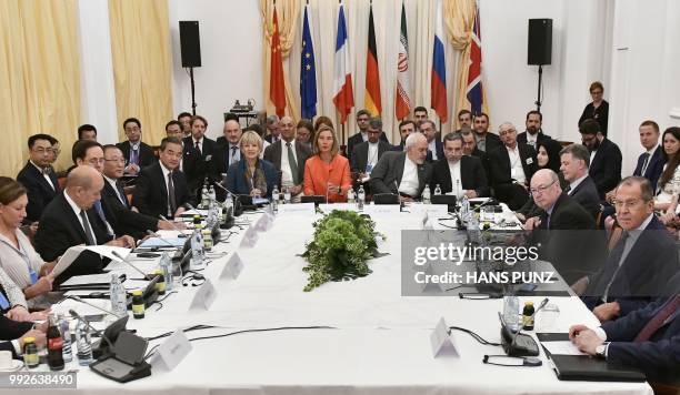 European Union High Representative for Foreign Affairs Federica Mogherini ; Iranian Minister of Foreign Affairs Mohammad Javad Zarif ; Russian...