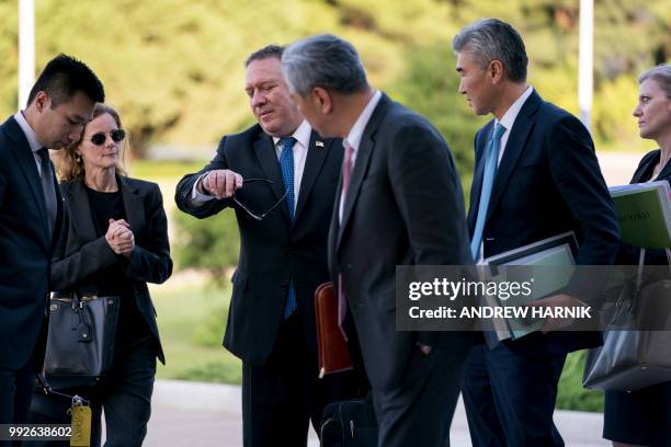 Deputy Assistant Secretary for the Bureau of East Asian and Pacific Affairs Alex Wong, aide Lisa Kenna, US Secretary of State Mike Pompeo, Andrew...