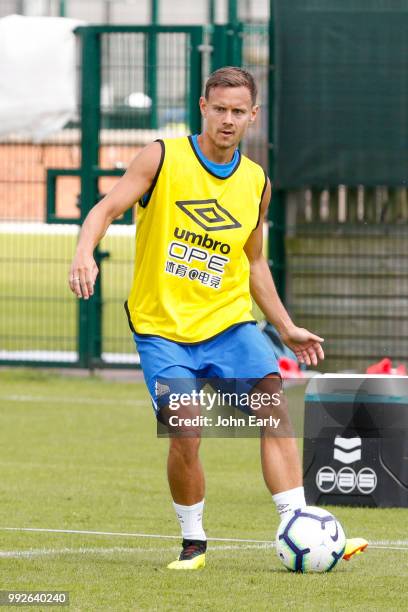 Chris Löwe of Huddersfield Town during pre season training on July 5, 2018 in Huddersfield, England.