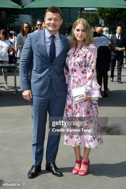 Brian O'Driscoll and wife Amy Huberman attend day five of the Wimbledon Tennis Championships at the All England Lawn Tennis and Croquet Club on July...