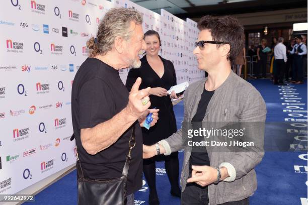 Robert Plant and Kelly Jones of the Stereophonics attend the Nordoff Robbins' O2 Silver Clef Awards at Grosvenor House, on July 6, 2018 in London,...