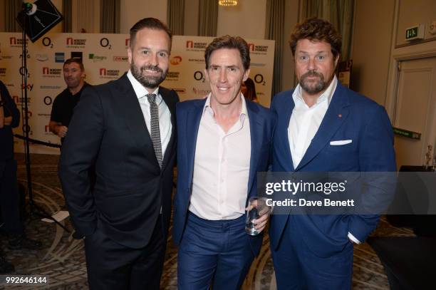 Alfie Boe, Rob Brydon and Michael Ball attend the Nordoff Robbins O2 Silver Clef Awards at The Grosvenor House Hotel on July 6, 2018 in London,...