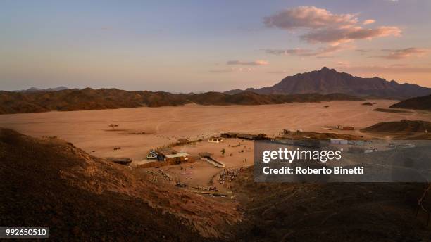 bedouin camp at sunset - binetti stock pictures, royalty-free photos & images