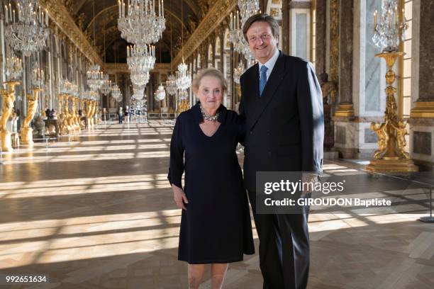 June 25 : the former secretary of state from Bill Clinton, Madeleine Albright and Jean-Luc Allavena are photographed for Paris Match at the Aspen...