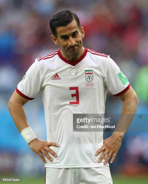 Ehsan Hajsafi of Iranis seen during the 2018 FIFA World Cup Russia group B match between Morocco and Iran at Saint Petersburg Stadium on June 15,...