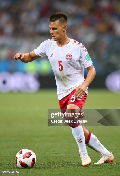 Jonas Knudsenl of Denmark during the 2018 FIFA World Cup Russia Round of 16 match between Croatia and Denmark at Nizhny Novgorod Stadium on July 1,...