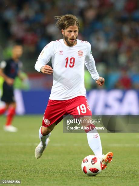 Lasse Schone of Denmark during the 2018 FIFA World Cup Russia Round of 16 match between Croatia and Denmark at Nizhny Novgorod Stadium on July 1,...