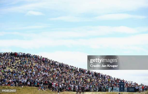 Thorbjorn Olesen of Denmark tees off on the eighth hole during the second round of the Dubai Duty Free Irish Open at Ballyliffin Golf Club on July 6,...