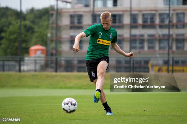 Oscar Wendt during a training session of Borussia Moenchengladbach at Borussia-Park on July 05, 2018 in Moenchengladbach, Germany.