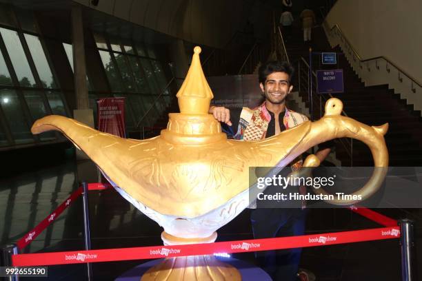 Huge lamp displayed during the premiere show of Walt Disneys Aladdin at Jawaharlal Nehru Indoor Stadium, on July 4, 2018 in New Delhi, India.