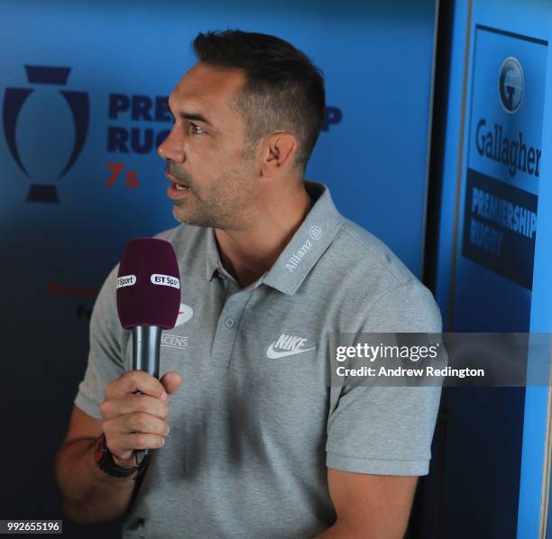 Alex Sanderson of Saracens is pictured during the announcement of the 2018-19 Gallagher Premiership Rugby fixtures at BT Tower on July 6, 2018 in...