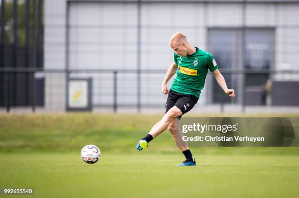 Oscar Wendt during a training session of Borussia Moenchengladbach at Borussia-Park on July 05, 2018 in Moenchengladbach, Germany.