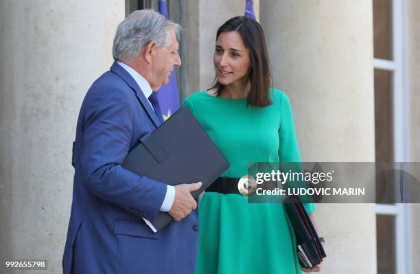 French Minister for the Territorial Cohesion Jacques Mézard speaks with French Minister attached to the Minister of Ecological and Inclusive...