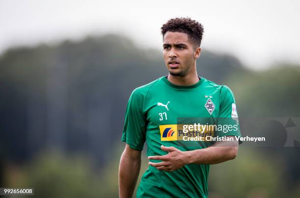 Keanan Bennetts during a training session of Borussia Moenchengladbach at Borussia-Park on July 05, 2018 in Moenchengladbach, Germany.