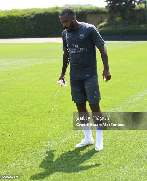 Alex Lacazette of Arsenal during a training session at London Colney on July 6, 2018 in St Albans, England.