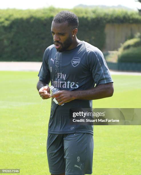 Alex Lacazette of Arsenal during a training session at London Colney on July 6, 2018 in St Albans, England.