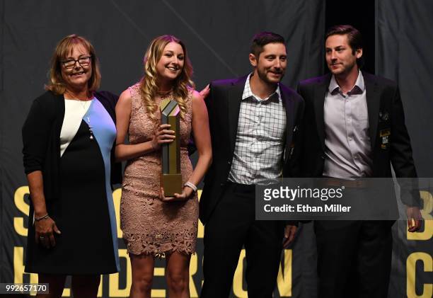 The family of the late UFC producer Bruce Connal his widow Karen Connal, and their children, Carly Connal, Tyler Connal and Trevor Connal, stand...